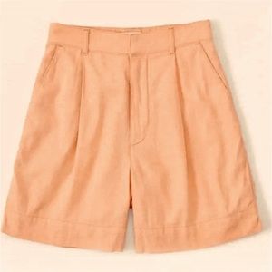 A&F High Rise Tailored Linen Shorts